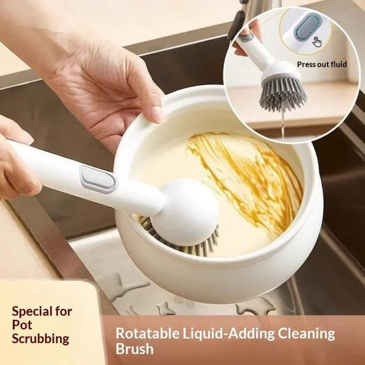 360 Degrees Rotatable Scrubber Wand with Liquid Dispenser